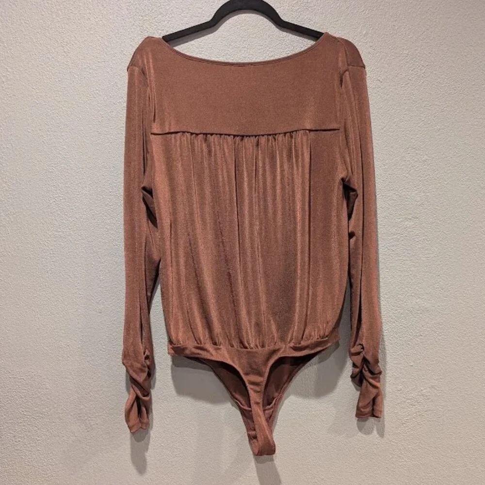 FREE PEOPLE * Kaya Keyhole Orange Bodysuit * Size Large - Picture 4 of 6